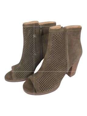 Lucky Brand Lakyn Women’s Shoes Suede Peep Toe Booties Brown Size 9.5M Taupe